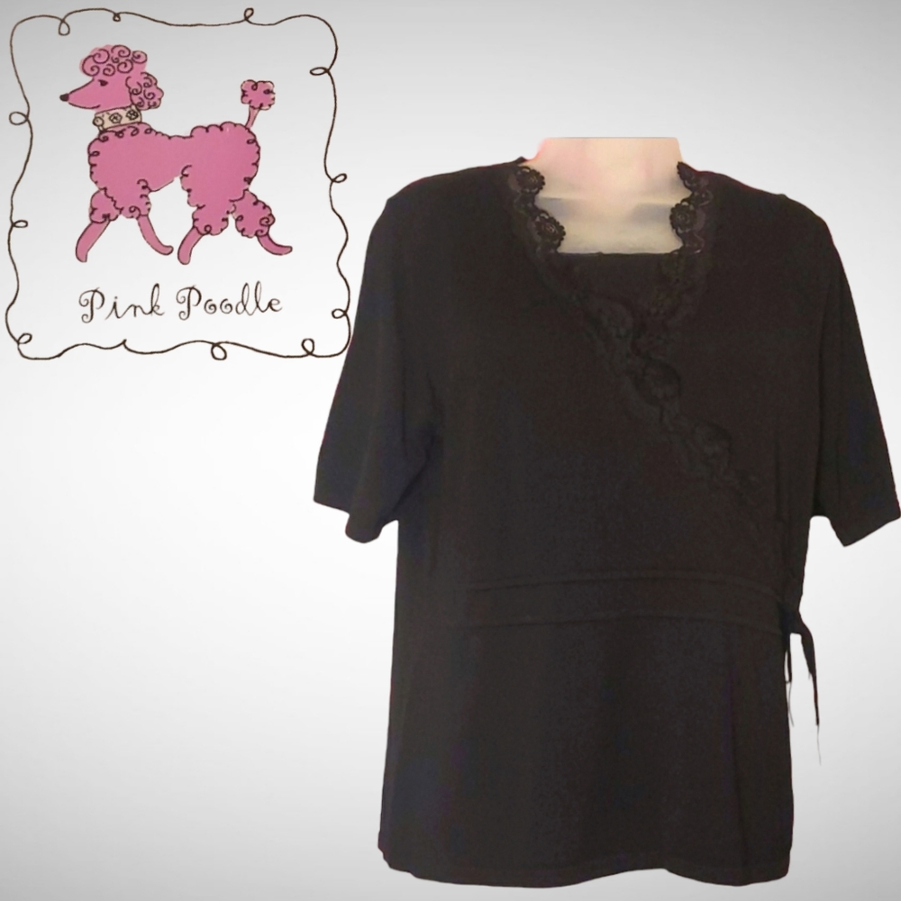 Pink Poodle Black Lace Blouse